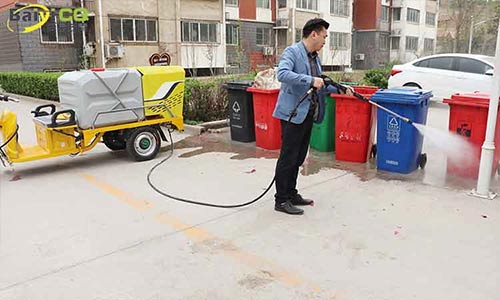 小型三輪電動(dòng)高壓清洗車，小巷清潔好幫手